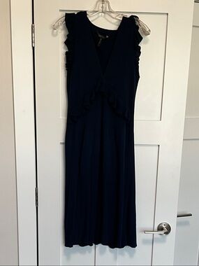 BCBGMaxAzria Navy Ruffle-Trim Midi Dress